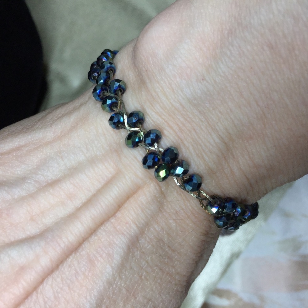 Friendship bracelet made w/ faceted beads